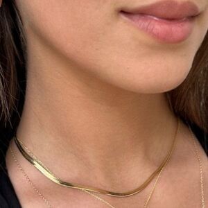 Jennifer Zeuner 14K Gold Plated Hamilton Herringbone Necklace